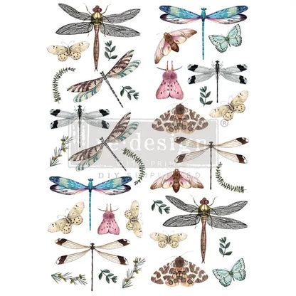 Re-Design with Prima Décor Transfers 24"x35" - Riverbed Dragonflies