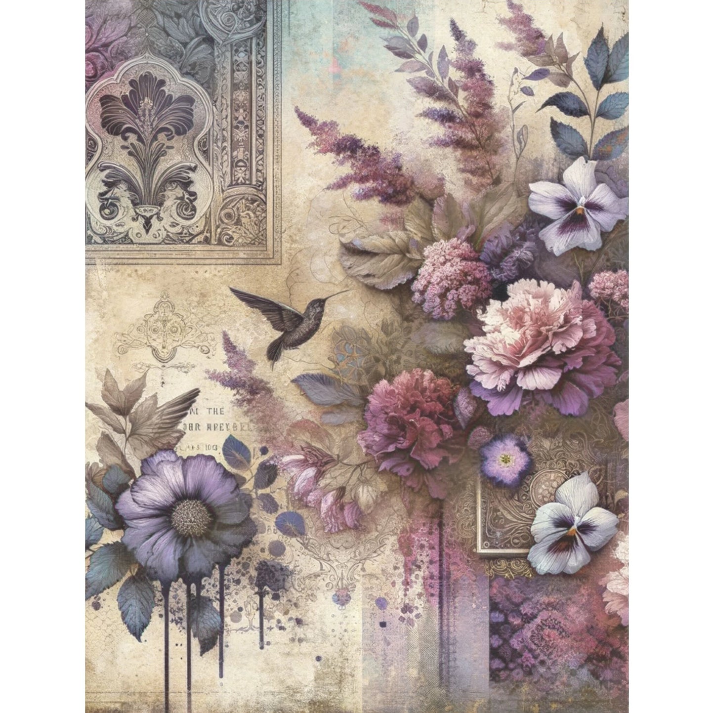 Decoupage Rice Paper Set of 6 - Peony