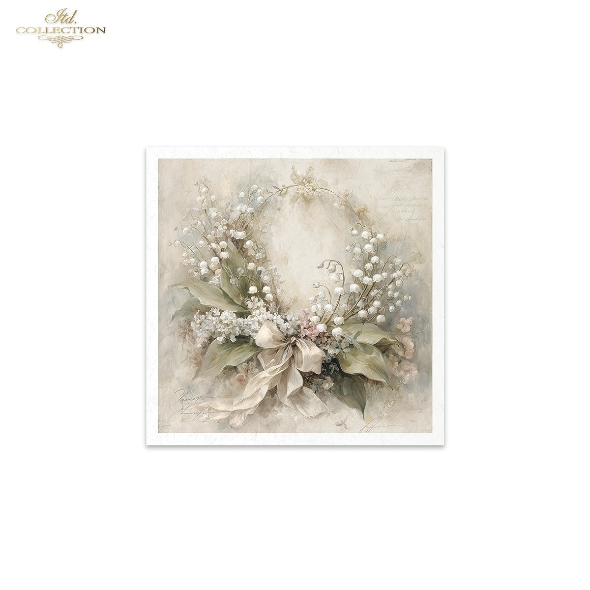 Decoupage Rice Paper Mini Set - White Floral Wreaths