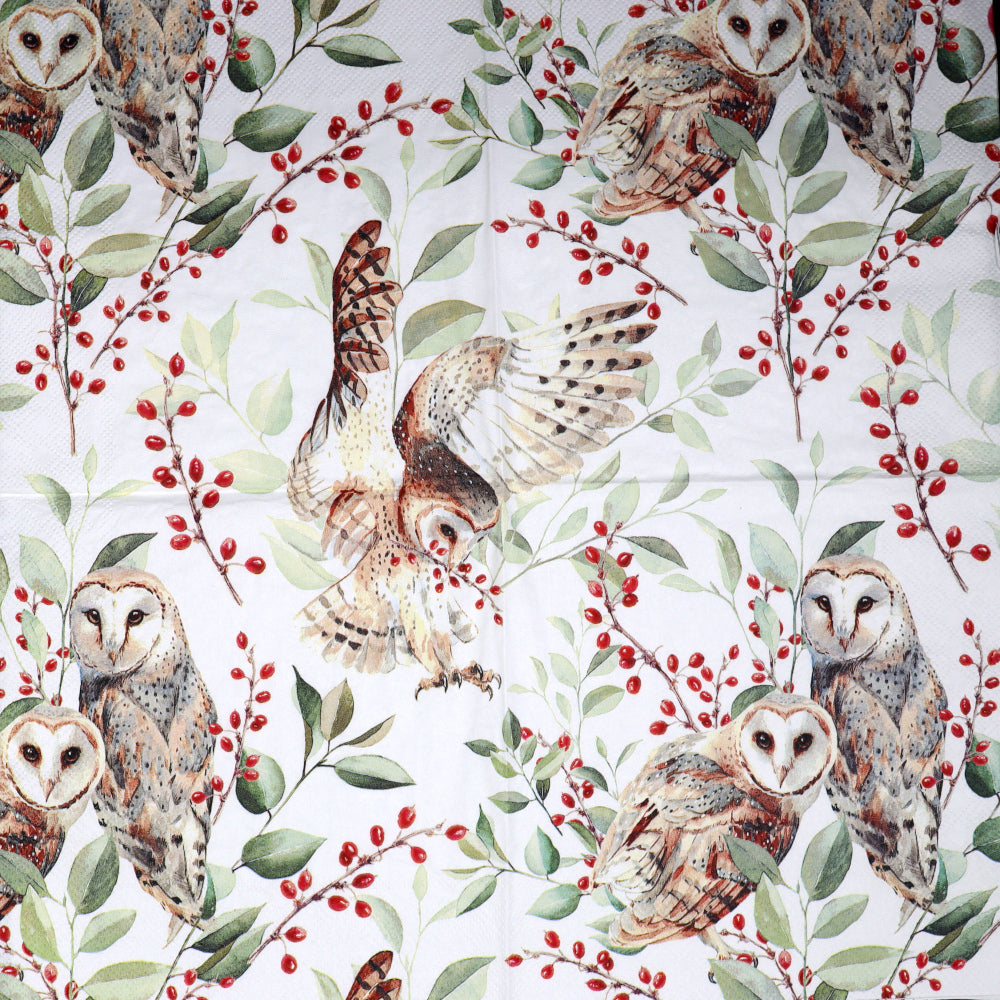 Decoupage Napkins 6.5" - Barn Owl Couple