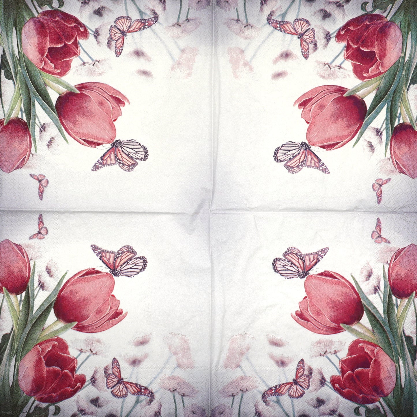 Decoupage Napkins 6.5" - Butterfly and Tulips
