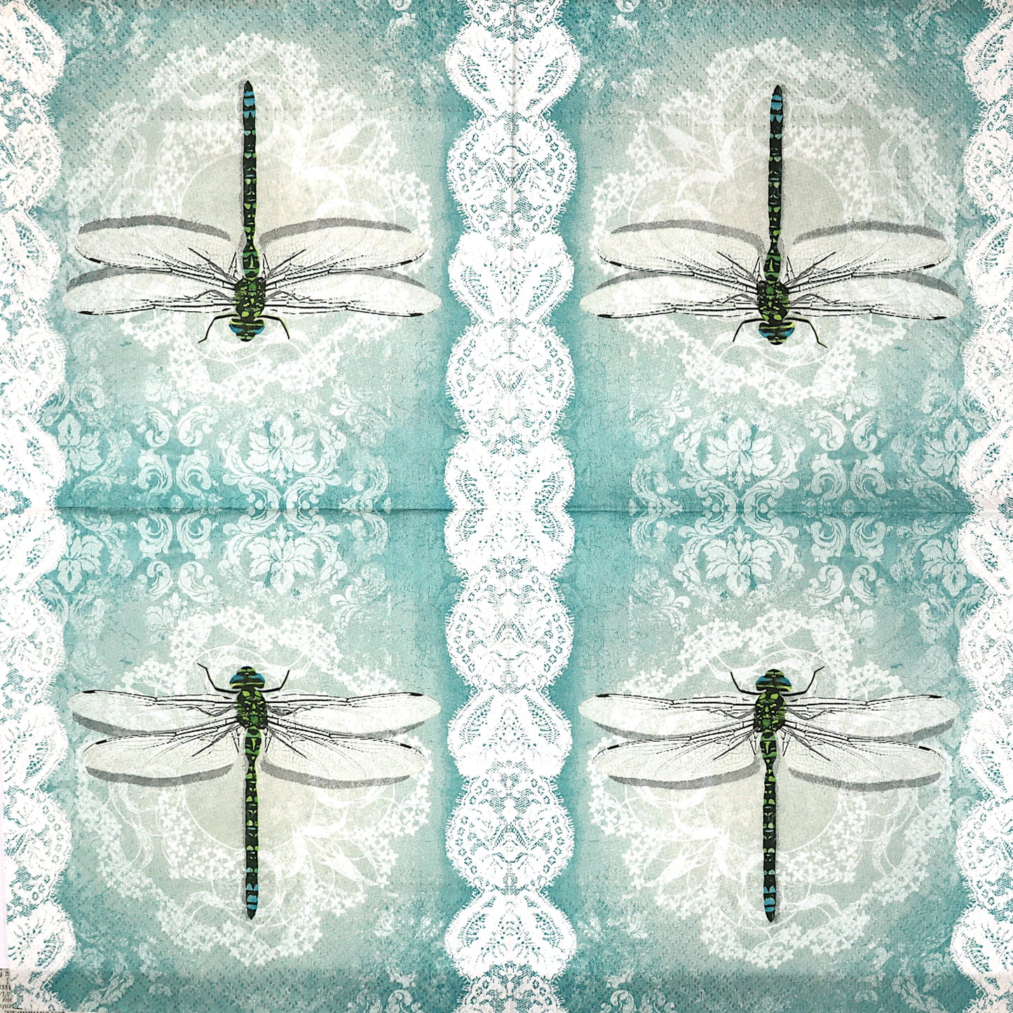 Decoupage Napkins 6.5" - Lace Dragonfly