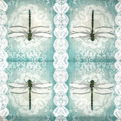 Decoupage Napkins 6.5" - Lace Dragonfly