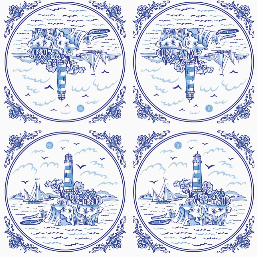 European Excellency 5" (2pcs)- Blue Lighthouse Tile