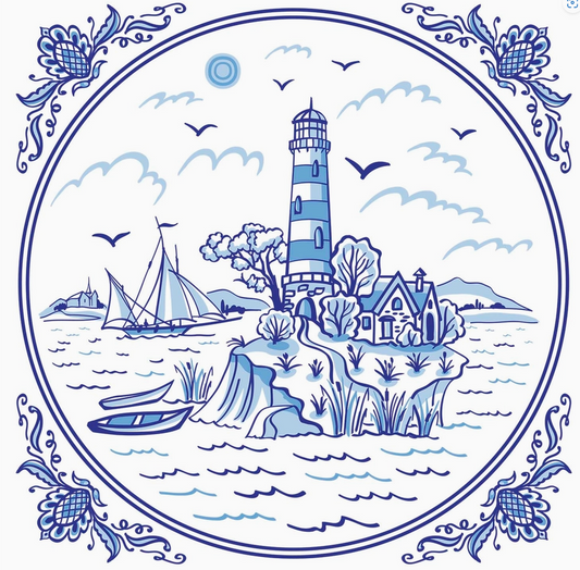 European Excellency 5" (2pcs)- Blue Lighthouse Tile