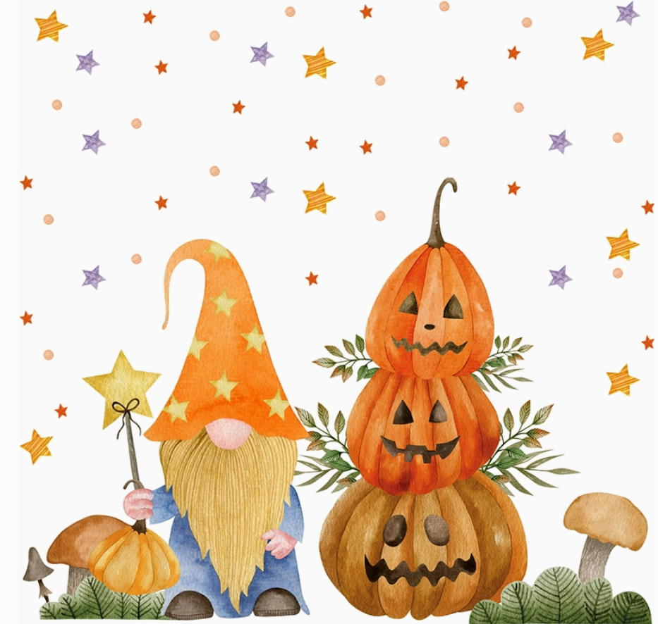 European Excellency Decoupage Napkins 5" (2pcs)- Pumpkin Gnome