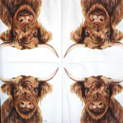 Decoupage napkins 6.5" - Farm Highland Cattle