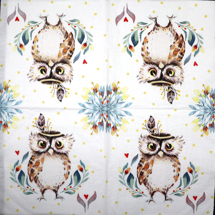 Decoupage Napkins 6.5" - Flower Owl