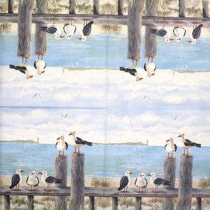 Decoupage Napkins 6.5" - Seagulls on the Dock