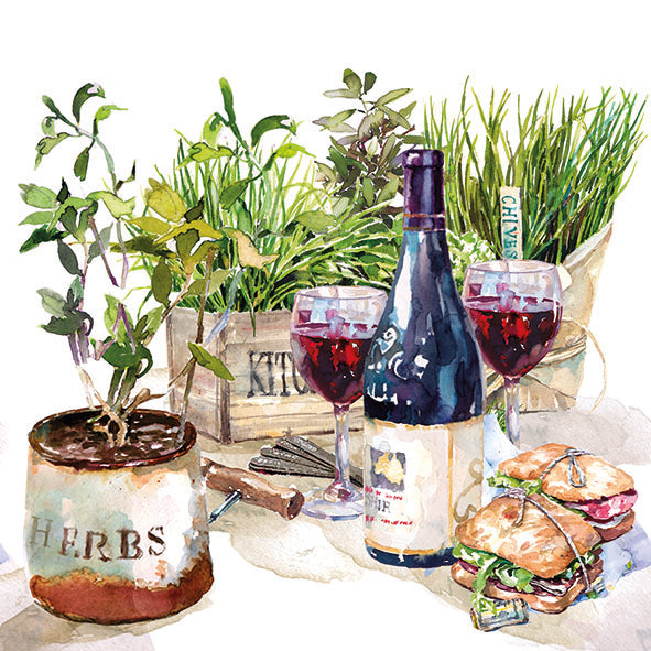 Decoupage Napkins 6.5" - Wine & Herbs