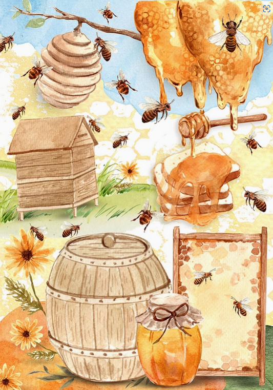 European Excellency Decoupage Rice Paper A4 - Honey Bee
