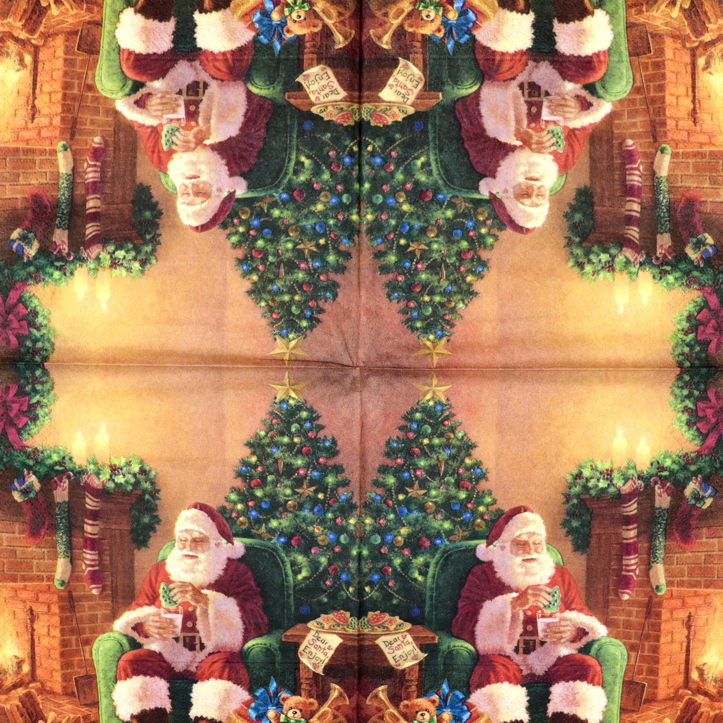 Decoupage Napkins 6.5" - Santa at Home