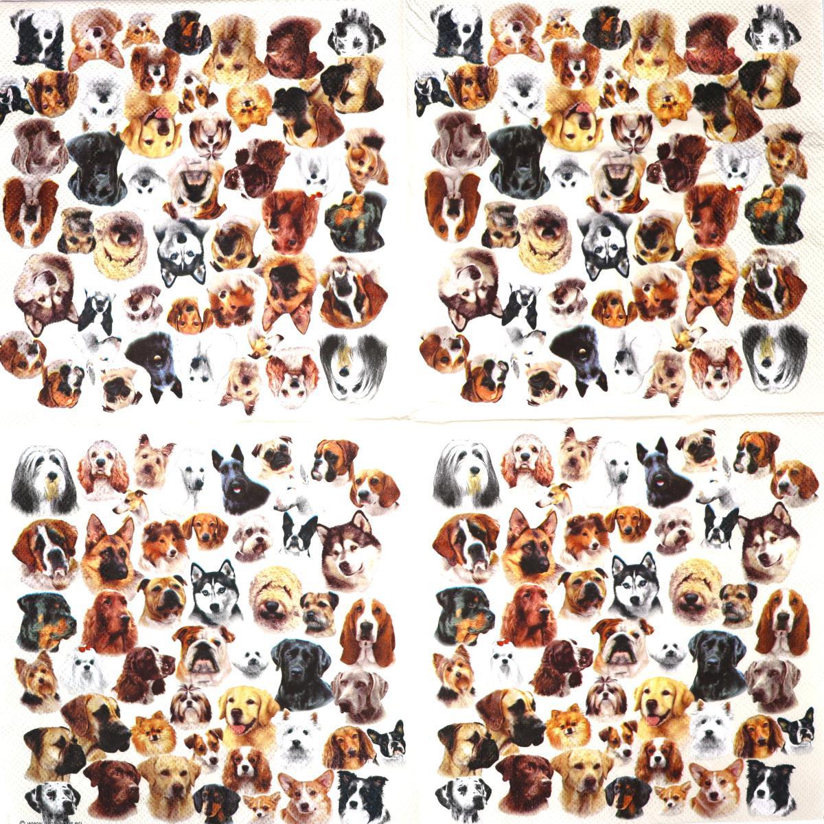 Decoupage Napkins, Lunch 6.5" - Collection Of Dogs