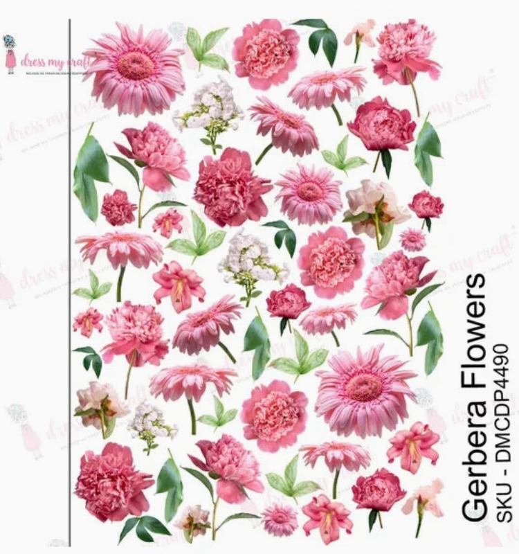 Dress My Craft Water Transfer - Gerbera Flowers