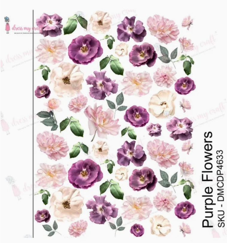 Dress My Craft Water Transfer - Purple Flowers