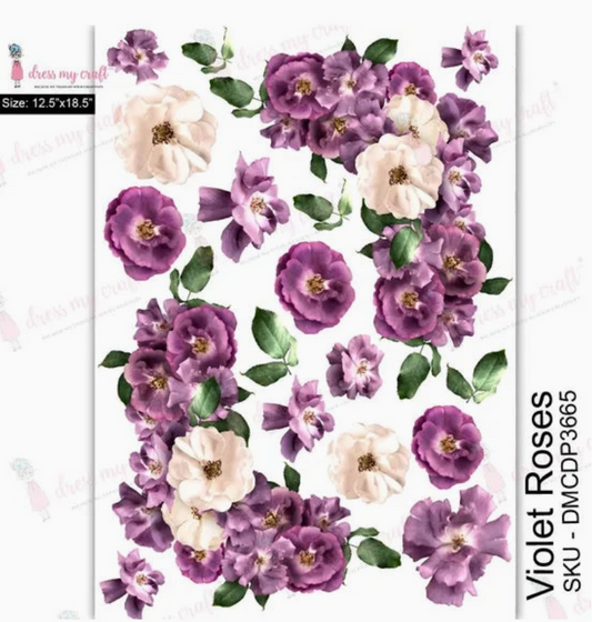 Dress My Craft Water Transfer 12.5" x 18.5" - Violet Roses
