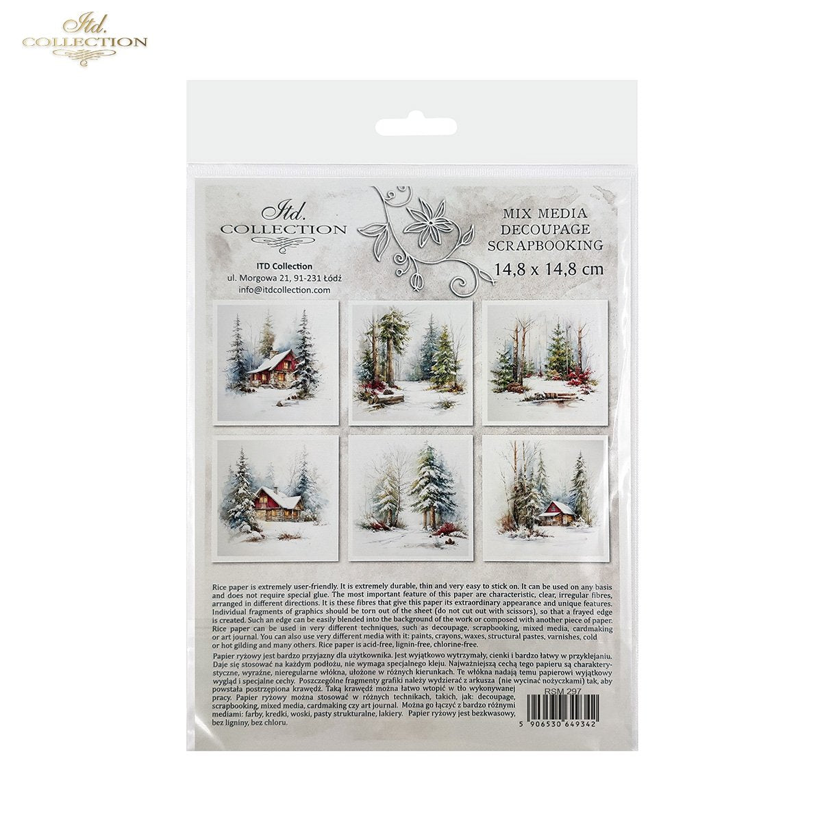 Decoupage Rice Paper Mini Set - Christmas, Cabin in the Woods
