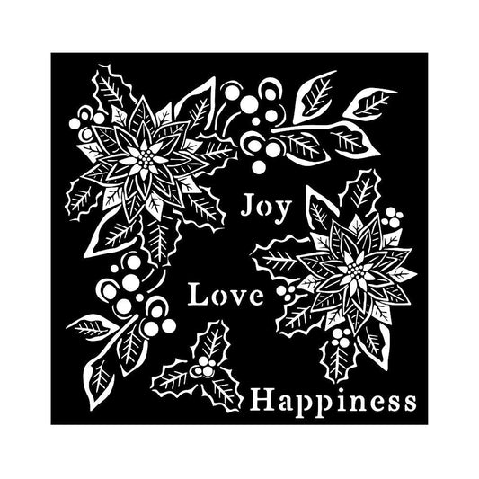 Stamperia 6" x 6" Thick Stencil  - Christmas Joy, Love, Happiness