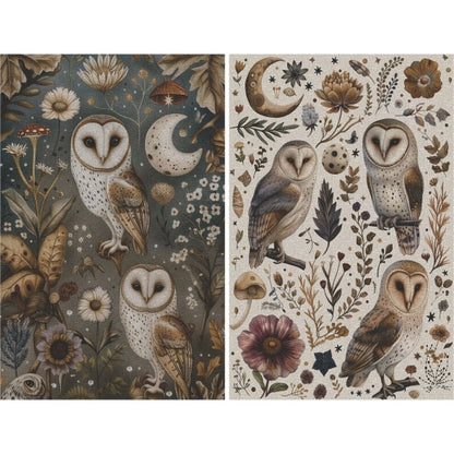 Decoupage Rice Paper Set of 6 - Forest Owls