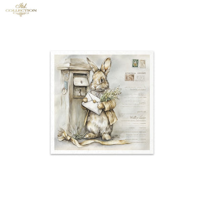 Decoupage Rice Paper Mini Set - Bunnies Getting the Mail