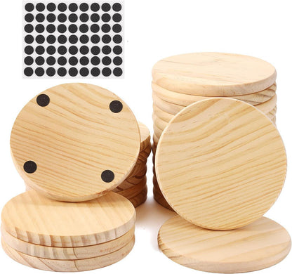Round Wooden Coasters - Set of 4