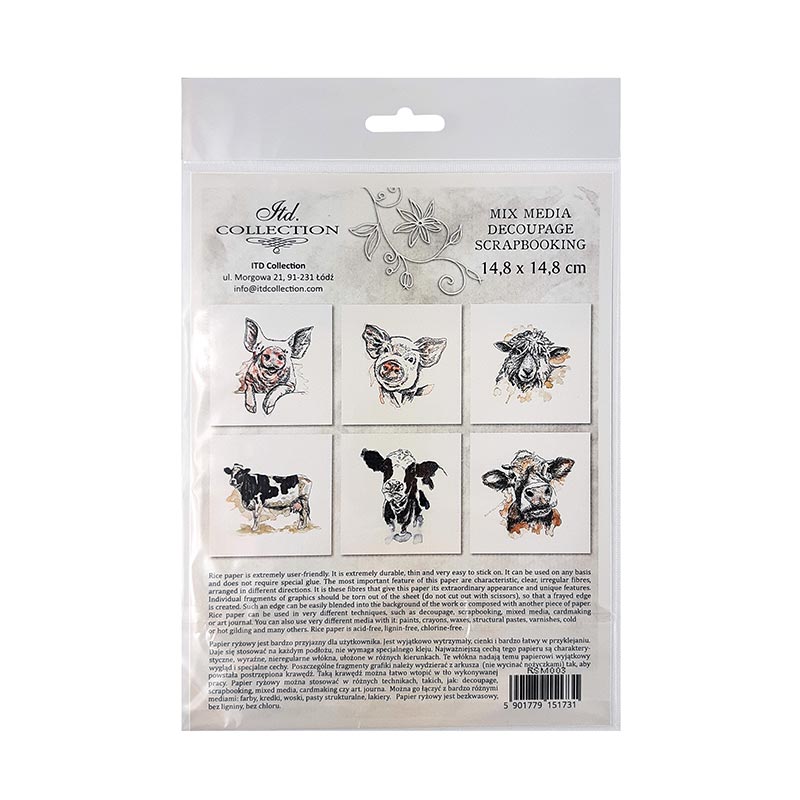 ITD Mini Collection Rice Paper Set - Pig, Hog, Sheep, Cow