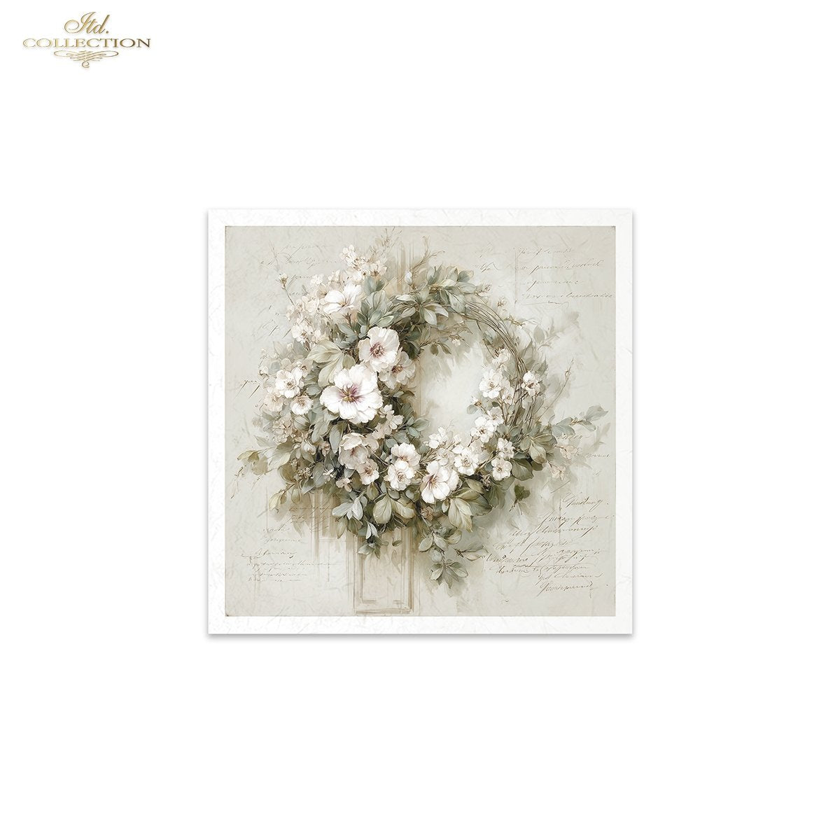 Decoupage Rice Paper Mini Set - White Floral Wreaths