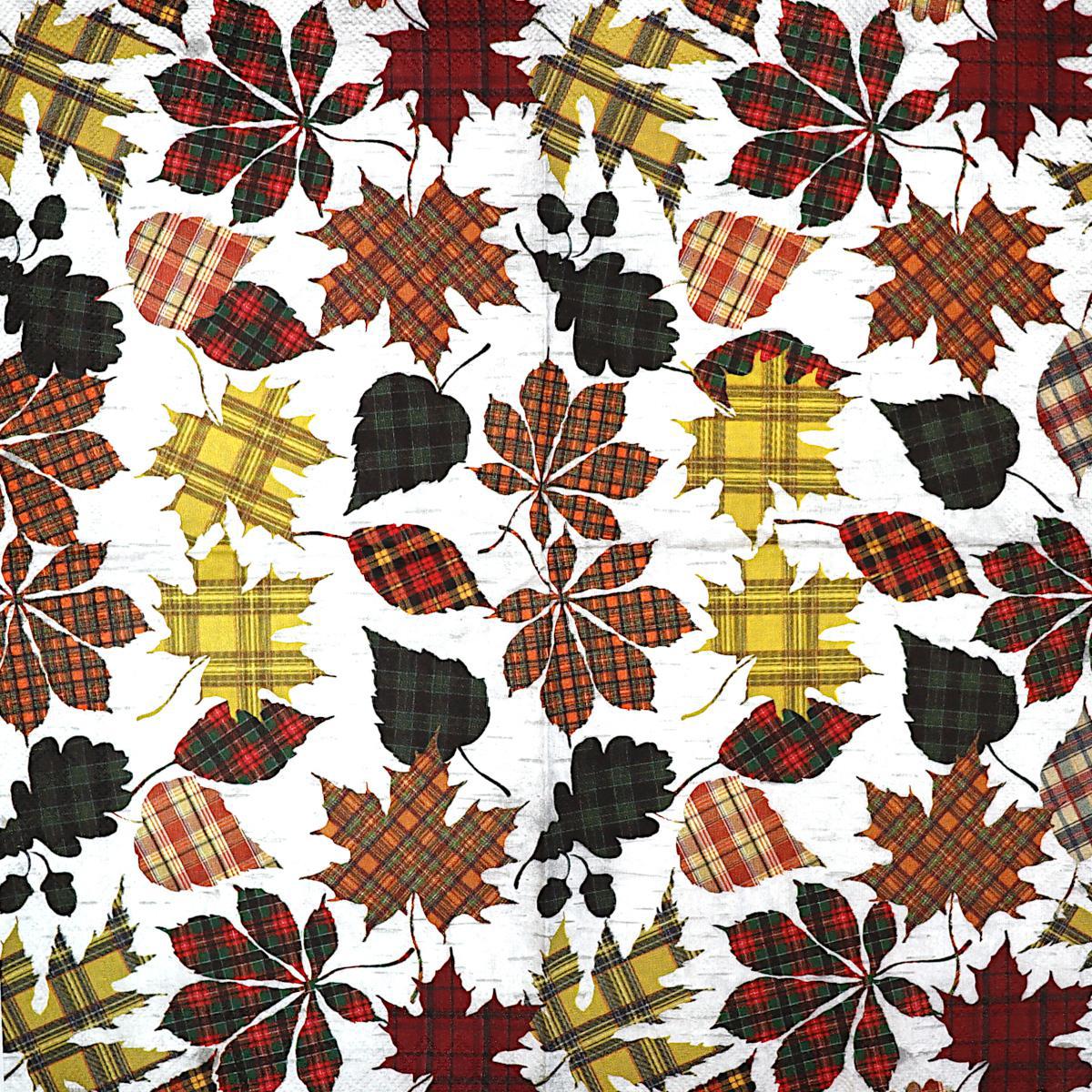 Decoupage Napkins 5" (2pcs)- Checkered Leaves