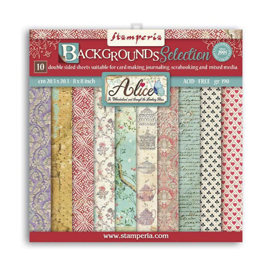 Stamperia 8" Scrapbook Paper Pad - Backgrounds Selection, Alice