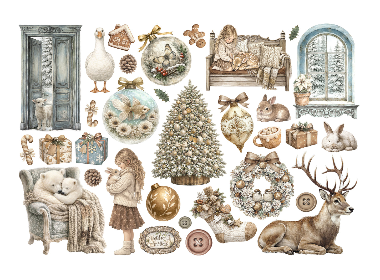 Stamperia Adhesive Ephemera - White Christmas