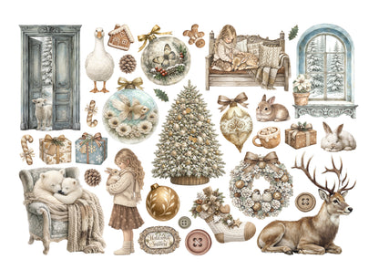 Stamperia Adhesive Ephemera - White Christmas