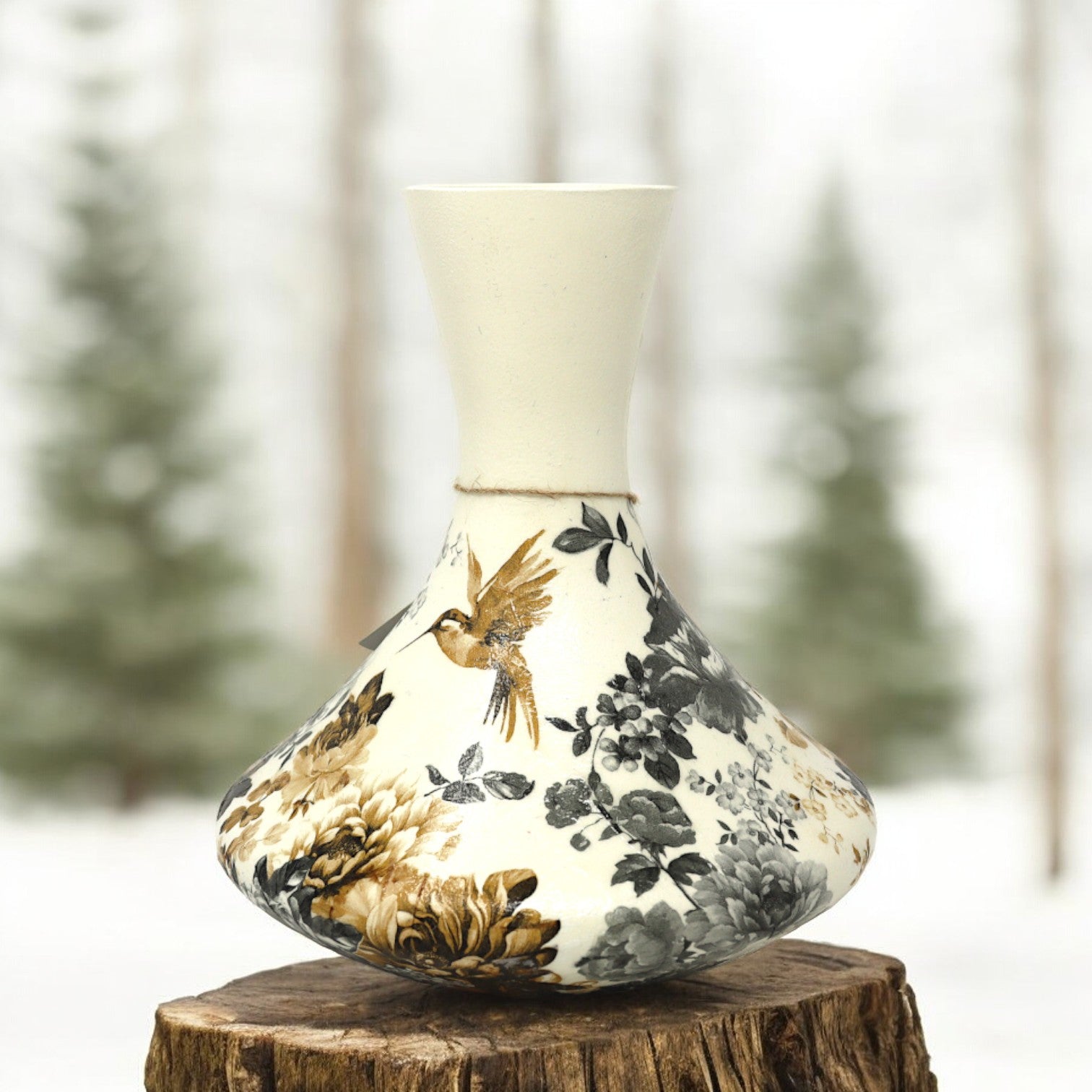 Gardenia & Hummingbird Vase