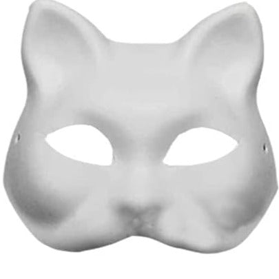 White Mache Cat Mask - 2pcs