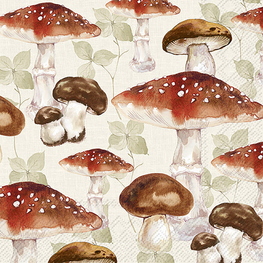 Decoupage napkins 6.5" - Mushroom Allover