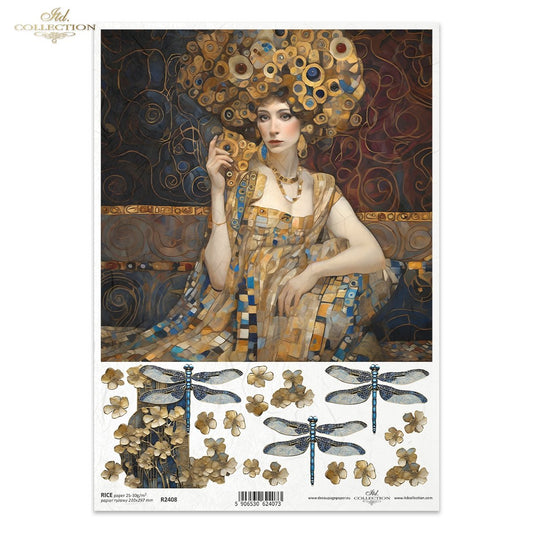 ITD Collection A4 Rice Paper - Inspired by Klimt R2408