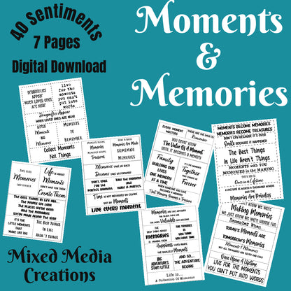 CreativeKady's Mixed Media Creations Digital Sentiment Pack - Moments and Memories