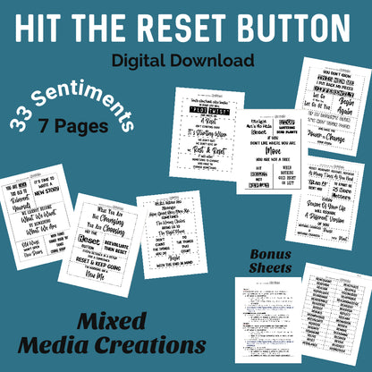 CreativeKady's Mixed Media Creations Digital Sentiment Pack - Hit the RESET Button