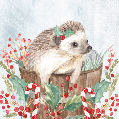 Decoupage Napkins 5" - Holiday Hedgehog