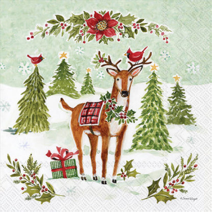 Decoupage Napkins 5" (2pcs)- Christmas Joy Reindeer