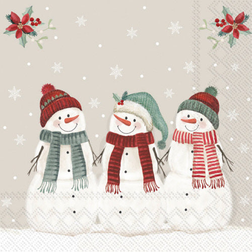 Decoupage Napkins 6.5" - Three Snowmen