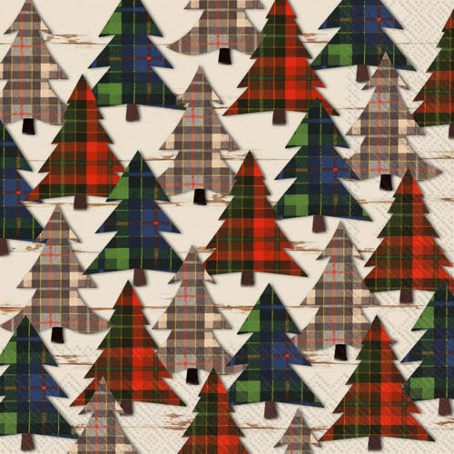 Decoupage Napkins 6.5" - Checkered Pines