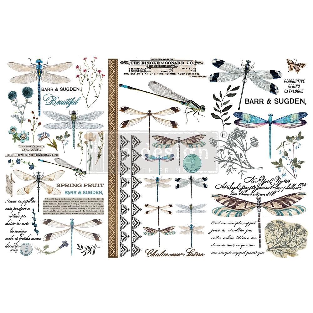 Re-Design with Prima Decor Transfers 6"X12" 3/Sheets - Spring Dragonfly