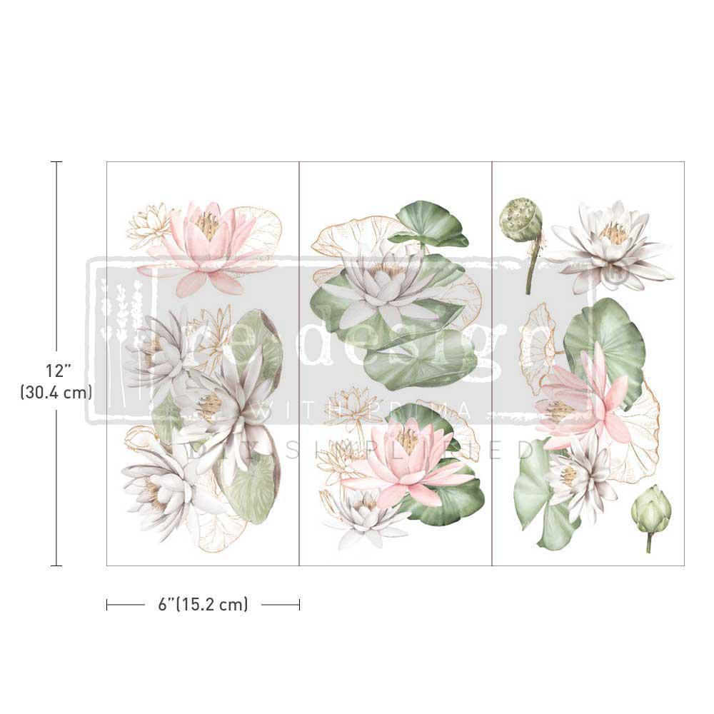 Re-Design with Prima Decor Transfers 6"X12" 3/Sheets - Water Lillies