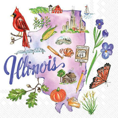Decoupage Napkins 5"- IL State Collection
