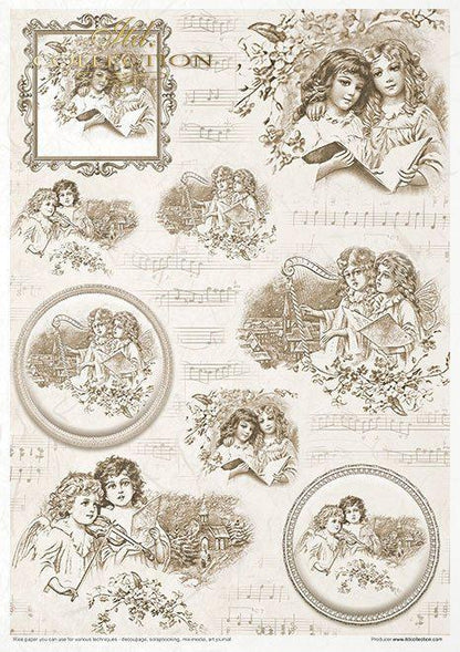 ITD Collection A4 Rice Paper Value Pack of 11 - Vintage Angels