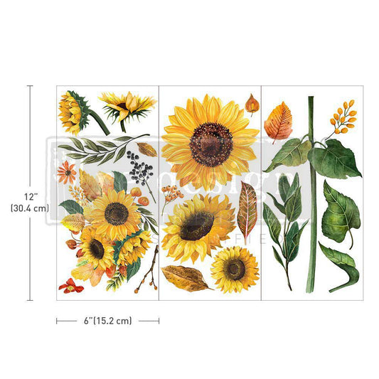 Re-Design with Prima Decor Transfers 6"X12" 3/Sheets - Sunflower Afternoon