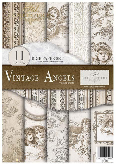 ITD Collection A4 Rice Paper Value Pack of 11 - Vintage Angels