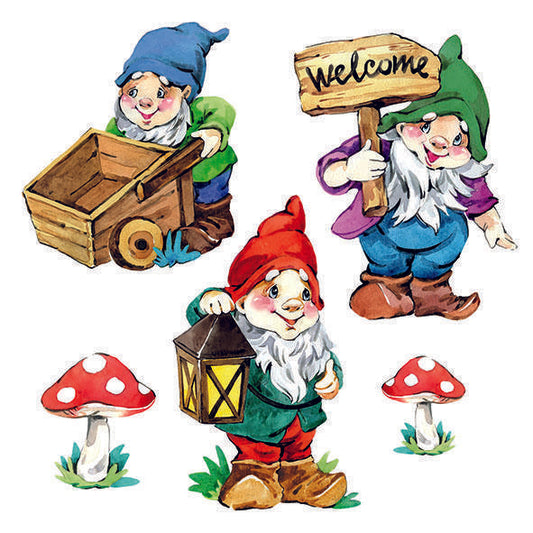 Decoupage Napkins 6.5" - Garden Gnomes