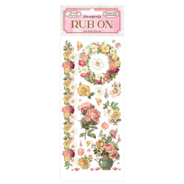 Stamperia Rub-On - Rose Parfum Flowers and Garland