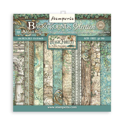 Stamperia 8" Scrapbook Paper Pad - Backgrounds Selection, Magic Forest